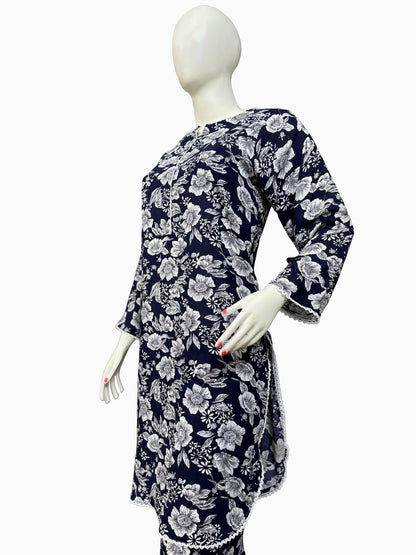 Midnight Floral Elegance2 Piece Stitched Cord Set